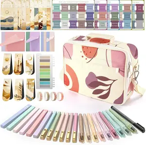 WEMATE 76 PCS Bible Study Supplies Kit with Bible Case - 15 No Bleed Highlighters & Pens, Washi Tape, Transparent Sticky Notes, Prayer Cards Journaling Set Gift for Women, Fun Creative Gift for Home Office School Business Learning Materials Sketch Books