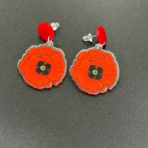 Palestinian Red Poppy Earrings Beauty Red Floral Design Earrings