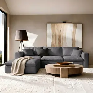 【2 Packages Shipping】118" Modern Modular Sectional Sofa, Cloud Couch with Ergonomic High Back Support, Deep Seat Comfy Boneless Sectional Couches for Living Room, Durable Fabric, No Assembly, Dark Gray