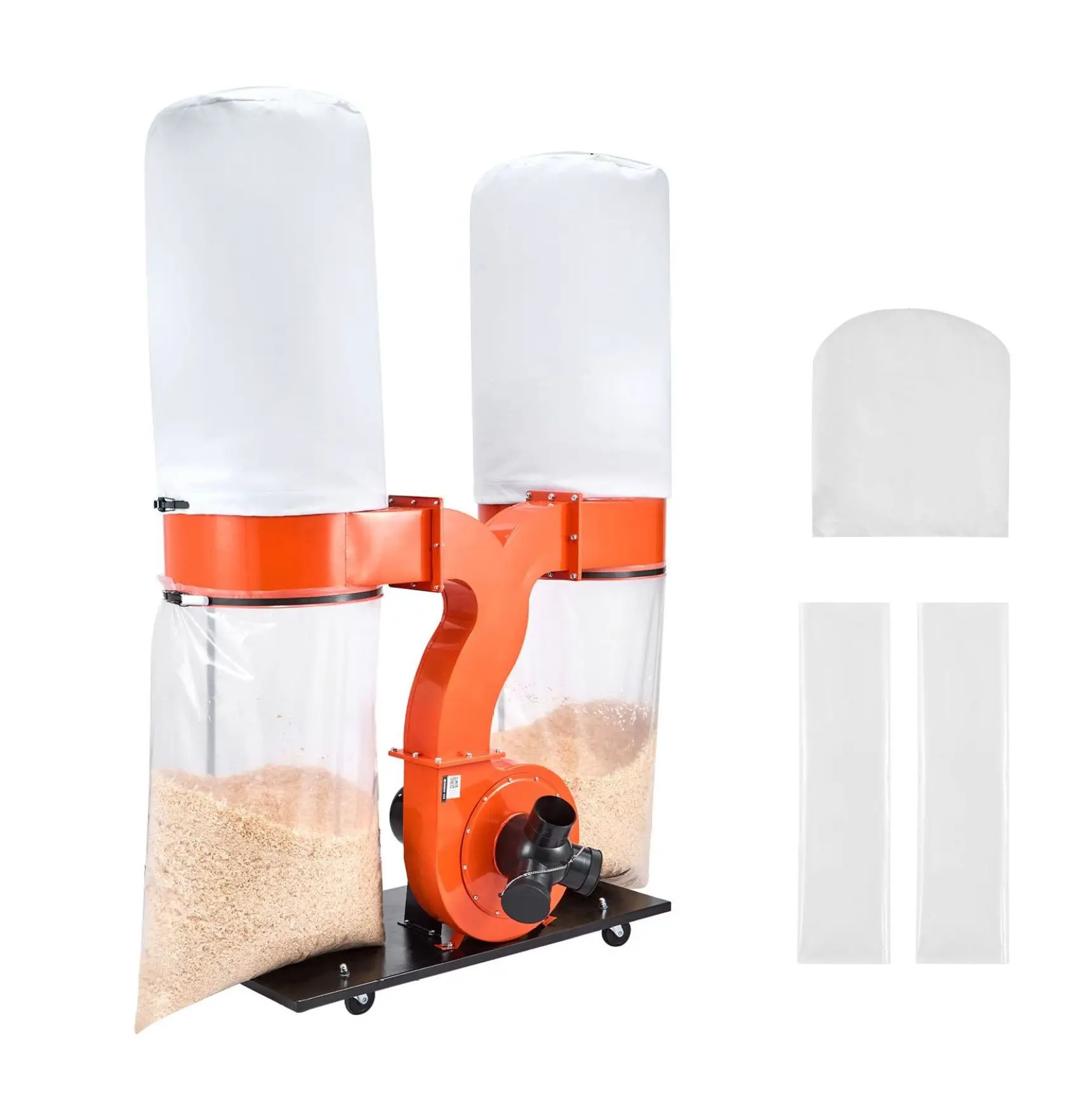 Dust Collector 1550 CFM 2.5 Micron, 3HP Vortex Cone Wood Dust Collection System with 2x42 Gallon Bags, 6"/4" Ports, Portable Shop Vac for Woodworking 3 hp