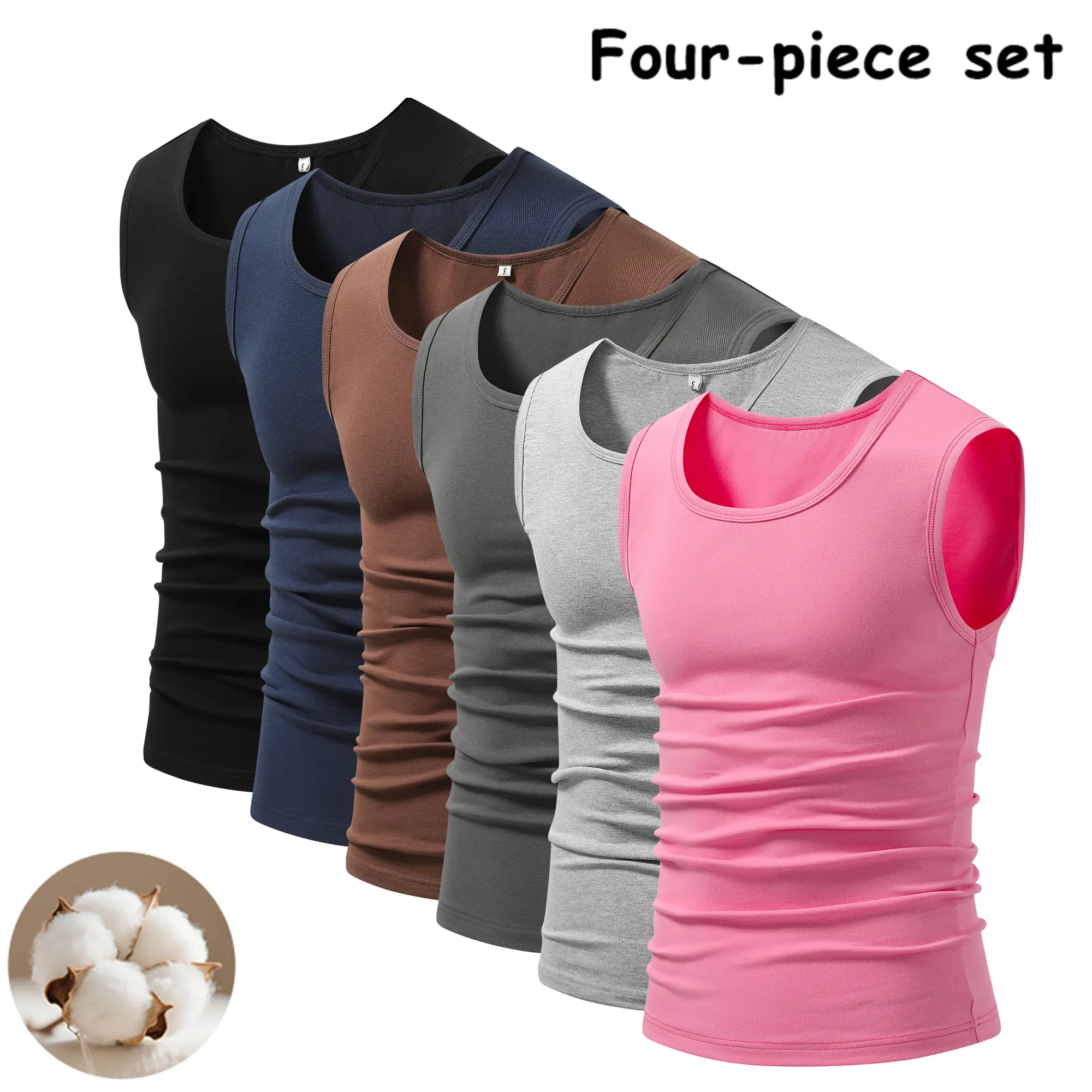4-Pack Stretch Tank Tops for Men – Crew Neck, Slim Fit, Sleeveless — Athletic Fitness Layering, Basic Underwear