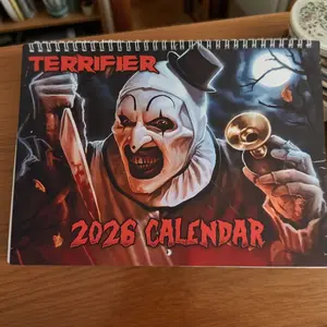 2026 Horror Killer Thematic Calendar, Perfect for Home Office Decor and Gifts, Artistic Design Style, Ideal for Friends and Family