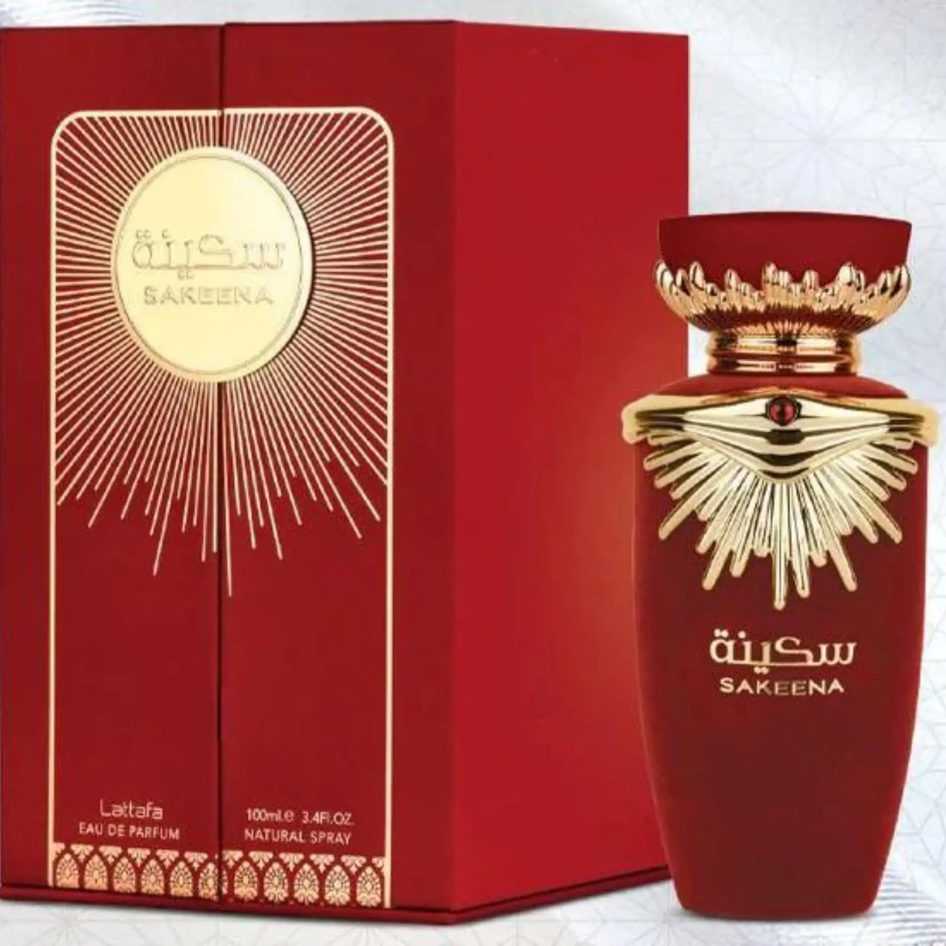 Lattafa Sakeena Eau de Parfum - 100ML (3.4 fl oz, 3-3.9 fl oz Range), Alcohol-Based Single Item Fruity Floral Fragrance with Elegant Scent Notes for Women, 3 To 3.9 Fl Oz