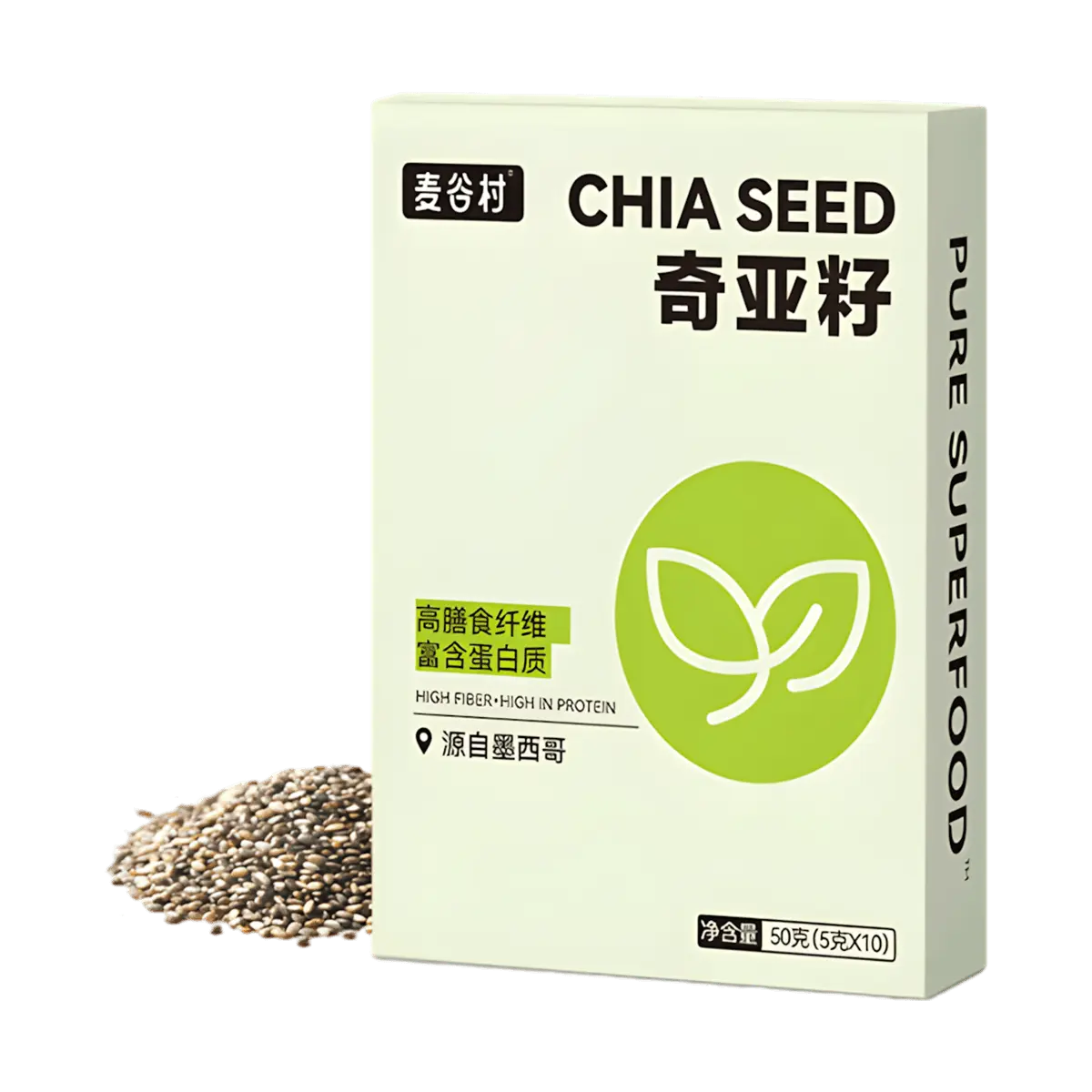 MAI GU CUN Chia Seed Instant Meal Replacement | High Fiber & Protein Breakfast | 3g x 10 Packs | Perfect with Warm Water, Milk & Oats