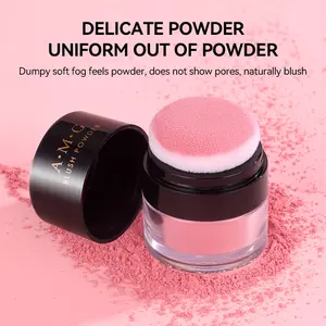 Natural Matte Blush Powder with Mushroom Brush, Waterproof Sweatproof, Multi-Color, Daily Makeup, Summer Travel Essential