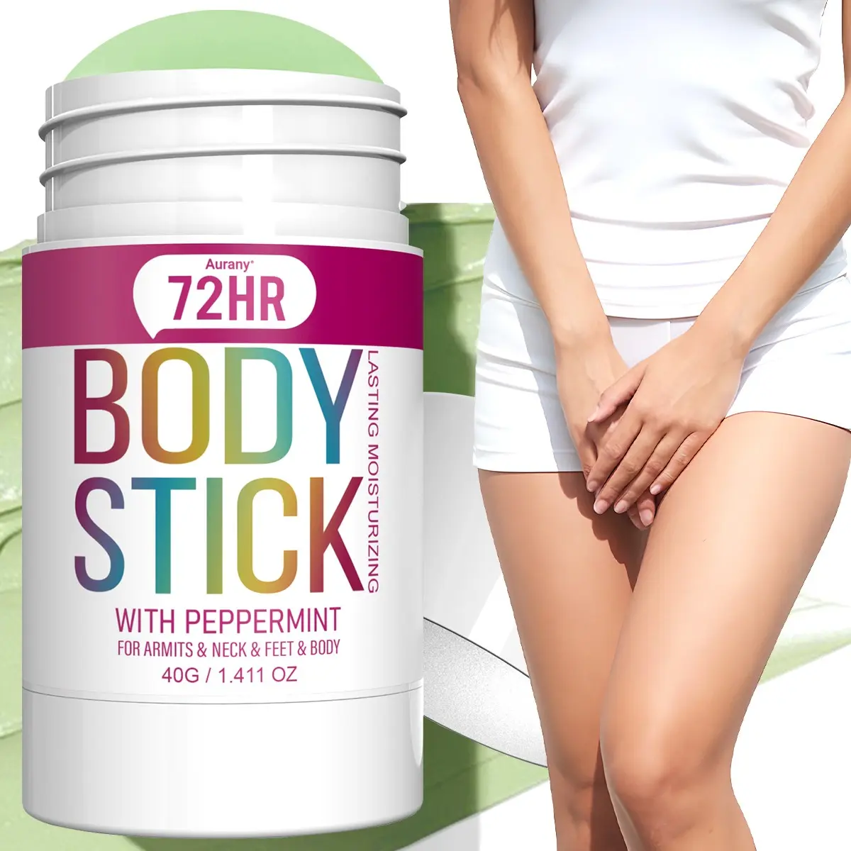 Women'S Body Stick, Deodorizing Solid Stick, Full Body Deodorizer, All Body Deodorant, 72 Hour Odor Control, Containing Peppermint Extract, Lightweight And Moisturizing, Suitable For Hands, Feet, Neck And Body, Suitable For All Light Beige Skin Types