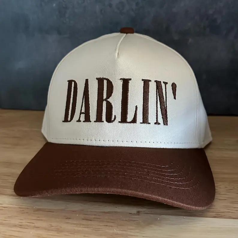 Vintage Style Darlin’ Embroidered Two Tone Canvas Snapback Trucker Hat