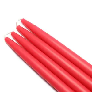 212 MAIN Elegant Solid Color Unscented Taper Candles - 10 in. Solid Ruby Red, 144 Handpoured Smokeless Decor Wax Set (CEZ-027-12)