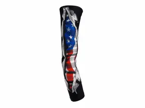 Black USA Flag Compression Arm Sleeve - Youth & Adult Sizes, UV Protection, for Sports, Gym Use