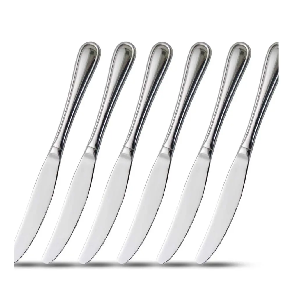 faderic 6-Piece Dinner Knives,9-Inch Table Knives,Hollow Handle Flatware knife Stainless Steel,Silver