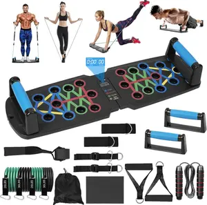 Home Gym Equipment, with Automatic Count Push Up Board, 30 in 1 Home Workout Set with Foldable Push Up Bar, Resistance Band, Jump Rope, Drawstring Bag, Back, Abdominal Workout