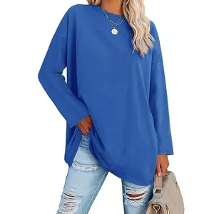 PASLTER Women's Long Sleeve Oversized T Shirts Loose Casual Crewneck Tunic Tops Soft Blouse