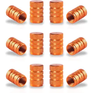 12PCS Tire Valve Stem Caps, Car Exterior Accessories, Aluminum Alloy Valve Cover Universal for Cars, Trucks, Motorcycles and Bicycles (Orange)