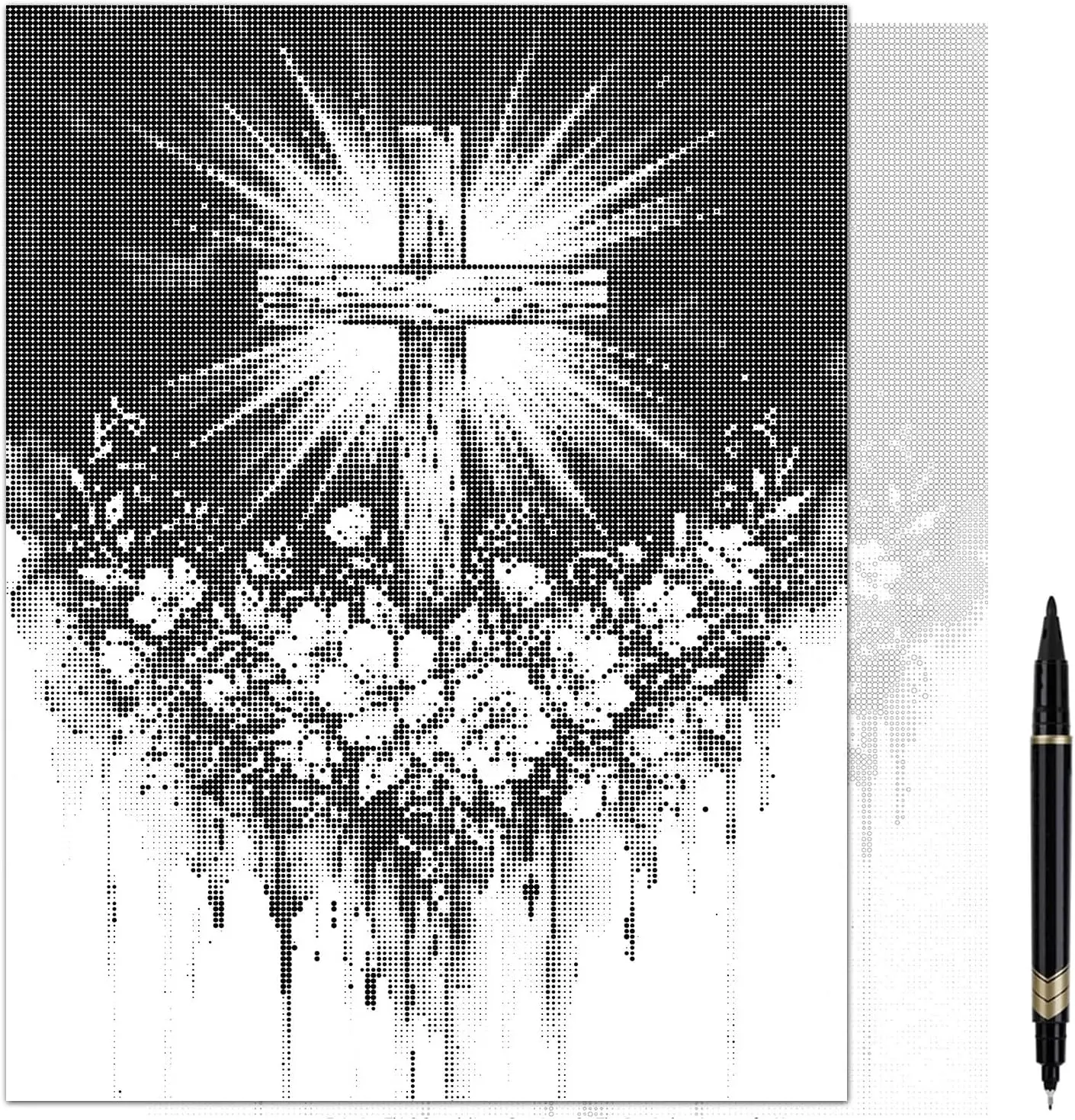 Faith in Bloom Floral Cross DIY Art Coloring Painting Kit for Adults - 13×17 in Canvas, Dual-Tip Marker, Relaxation Unwind Supplies (Toys & Hobbies, DIY Needlework), Dot Painting
