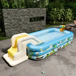 Inflatable Pool, pools for backyard, Swimming Pool, Suitable for Summer Courtyard Water Fun Games, Gatherings and Gatherings, Easy to Carry and Store, with Inflatable Pump, No Slide