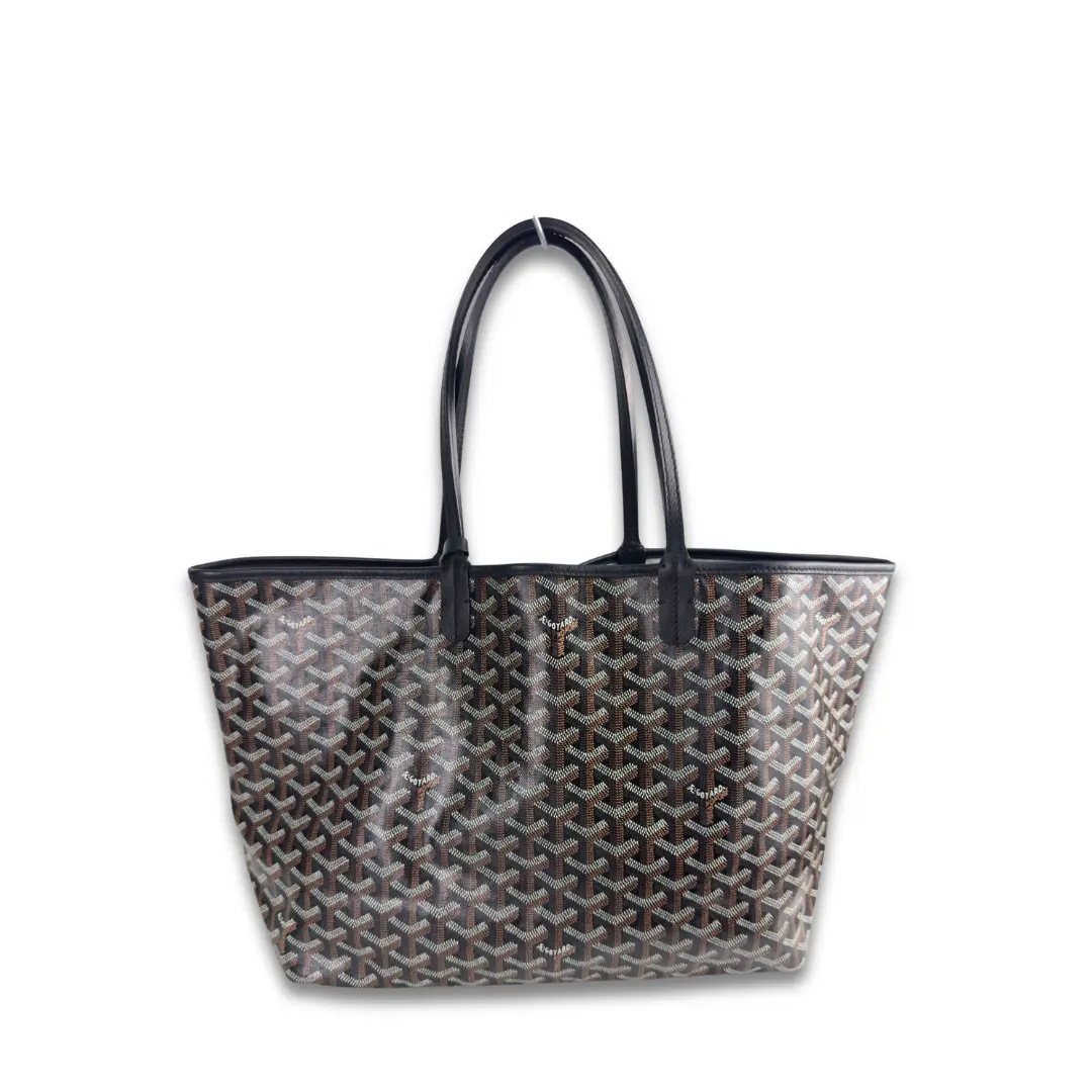 Pre-owned Goyard Goyardine Coated Canvas Shoulder Bags Black Saint Louis PM Tote