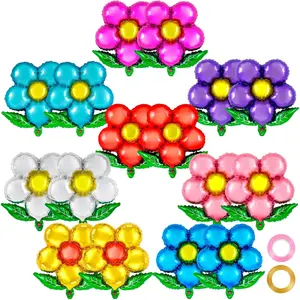 16 Pcs Flower Balloons,20 Inch Flower Foil Balloons Colorful Flower Shaped Balloons Floral Balloons Flower Party Decor Balloon for Wedding Birthday Shower Flower Themed Party Decorations