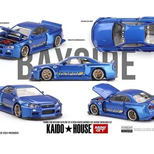 Kaido House x Mini GT 1:64 Nissan Skyline GT-R (R34) Kaido Works (V2 Aero) SHINJUKU V2- Blue