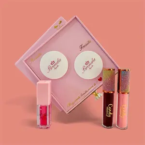 Rosita Fresita Bundle Blush Lipgloss Lip Oil and Lip Tint by Brenda Ayala  with Glitter Finish and Pink Packaging