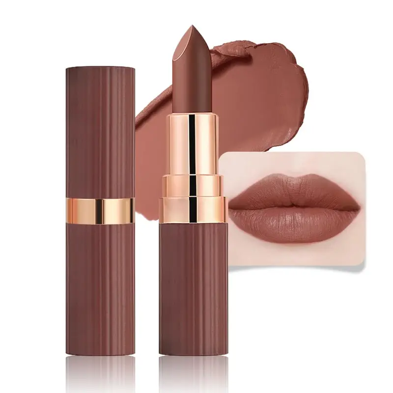 Matte Waterproof Lipstick for Adults - Non-Toxic Beeswax Base, High Pigmentation, Lightweight, Hydrating Lip Care, Long-Lasting, Smudge-Resistant, Silky Daily Use Cosmetic