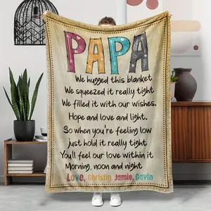 1PC Personalized "To My Dad" Blanket — Custom-Made Father's Day Throw | Suitable for Bed, Sofa, Office, & Camping | Ideal for Indoor & Outdoor Use | Lightweight, Cozy Flannel Blanket [All-Season Comfort]