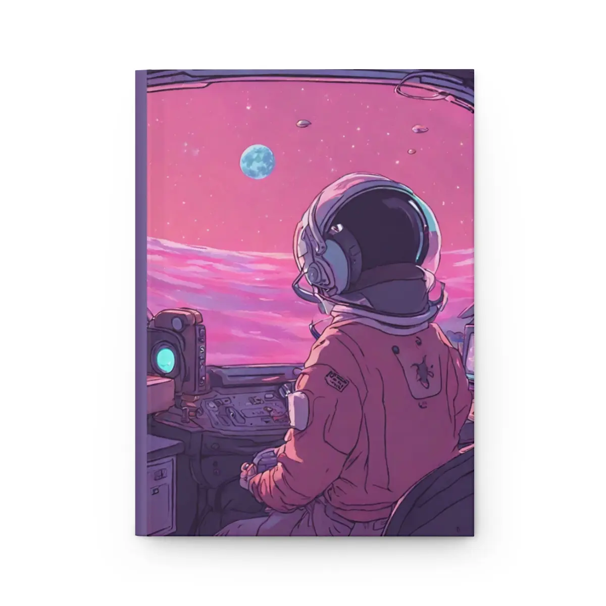 Aesthetic Lo-fi Astronaut Hardcover Matte Journal - CreativeBunnieStudio - Anime Aesthetic Notebook, Anime Diary, Anime Journal