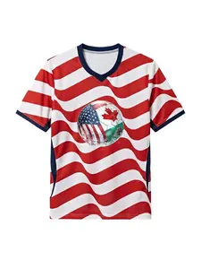 I am absolutely obsessed with this 2026 jersey! With its iconic football motif representing the USA, Canada, and Mexico, breathable mesh fabric, and retro-style wavy stripes—it is simply a masterpiece for every fan!