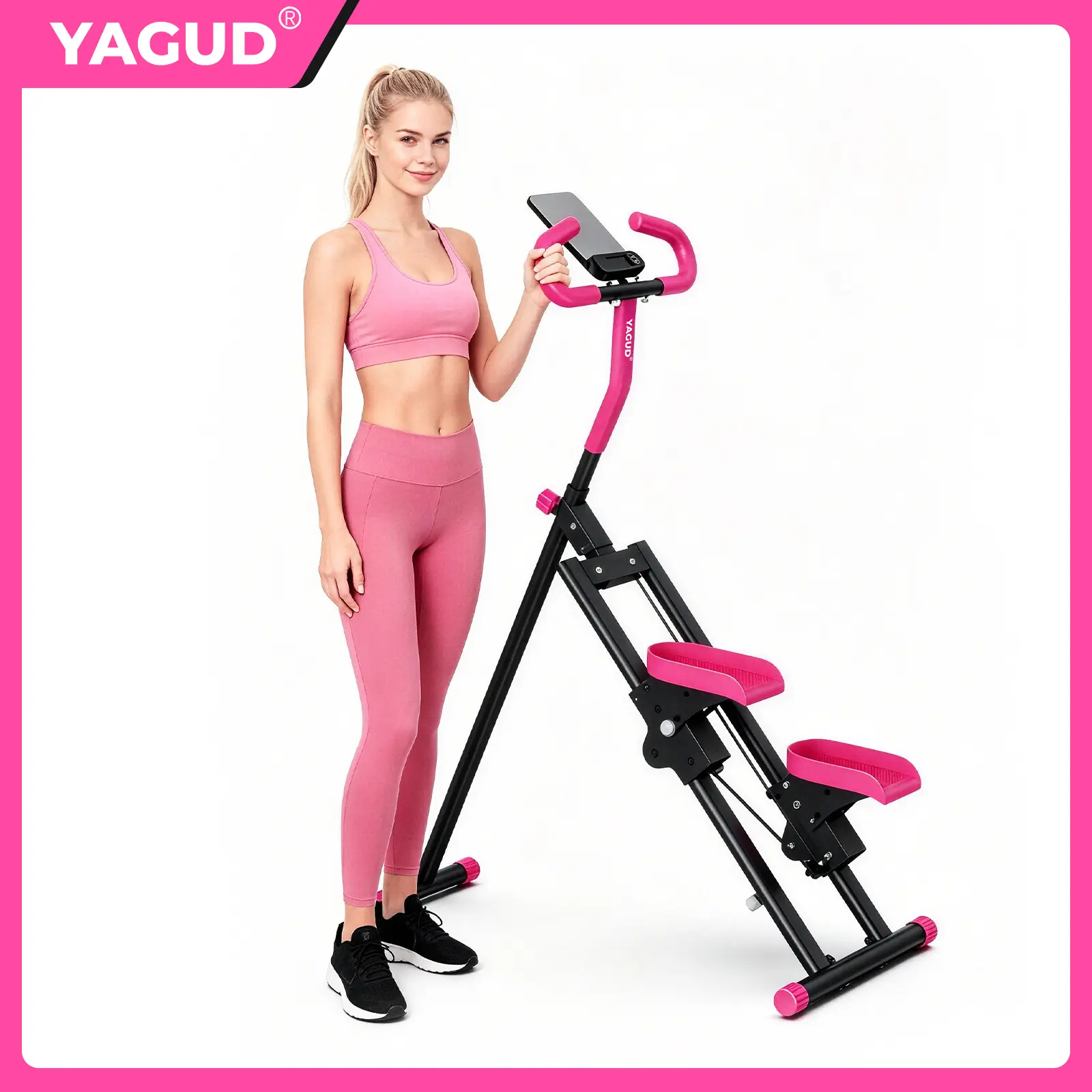 Yagud Fitness Exercise Stepper with Handlebar - Extended Stride Climber Machine, Compact Home Fitness Equipment for Legs, Glutes, Core Full-Body Workout