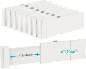 Drawer Dividers for Clothes 8 Pack, Adjustable 4" High Expandable from 11.3"-17" Dresser Drawer Organizer, Plastic Drawers Separators for Dresser, Baby Clothes, Kitchen and Office Storage