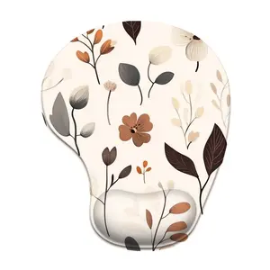 Floral Pattern Mouse Pad with Wrist Rest, Ergonomic Design Mouse Pad, Slip Resistant Comfortable Surface Mouse Pad for Office & Home, Computer Desk Pad