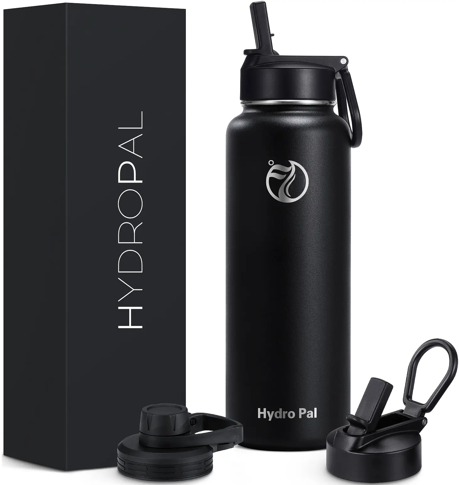 40oz Double-Wall Insulated Stainless Steel Sports Water Bottle - Leak-Proof Insulated Tumbler, Portable, 2 Lids (Chug & Straw), Handle, Keeps Beverages Cold & Hot for Gym, Outdoor Use