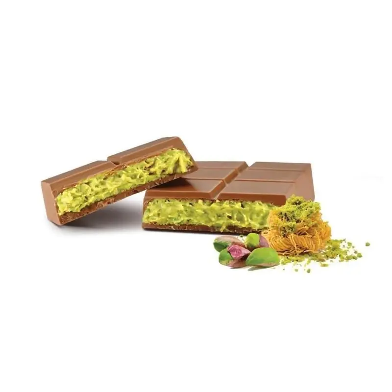 Dubai Chocolate Bar Pistachio | Milk Chocolate Filled with Pistachio Cream and Kataifi (3.17 oz (Pack of 1))