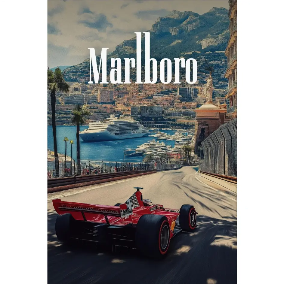 [Up to 65% Off][Free Shipping] Vintage F1 Monaco Marlboro Poster (Part XII) - Artistic Paper Graphic Wall Art, Vintage Room Decor, Unique Decor for Living Room, Wardrobe Accent, Juneteenth & Carnival Display, Cool Room Decor