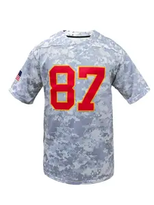 Men's Kansas City #87 Football Jersey,Loose Fit V-Neck Embroidered Short Sleeve Tee, Breathable Casual Sportswear for Outdoor Activities, All Season Wear, Athletic Tops, Football Uniform