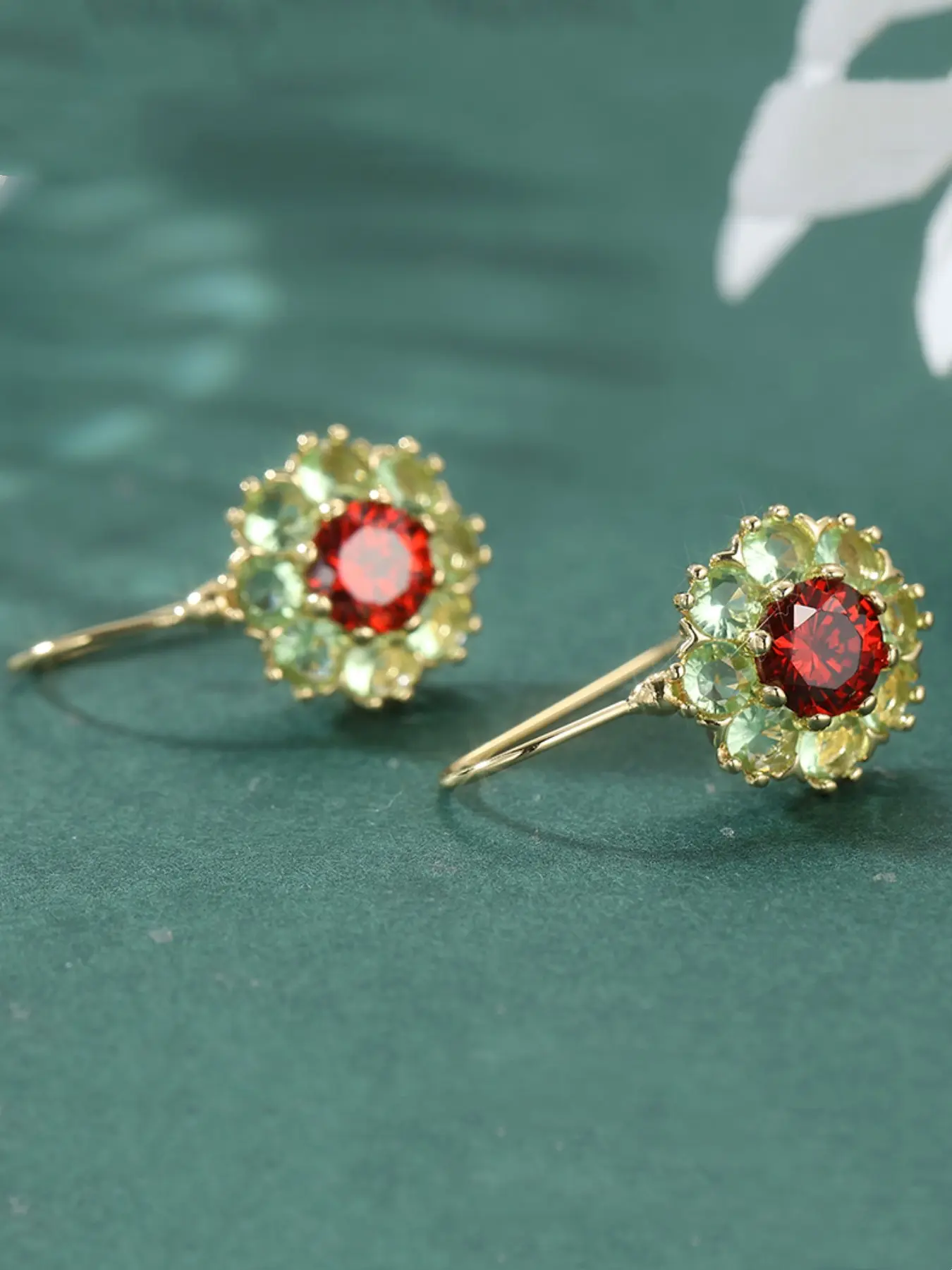 Luxurious Vintage Floral Copper Hoop Earrings, Adorned with and Synthetic Zircon Stones, Elegant Jewelry for All Seasons and Gifts, Zirconia Hoop Earrings