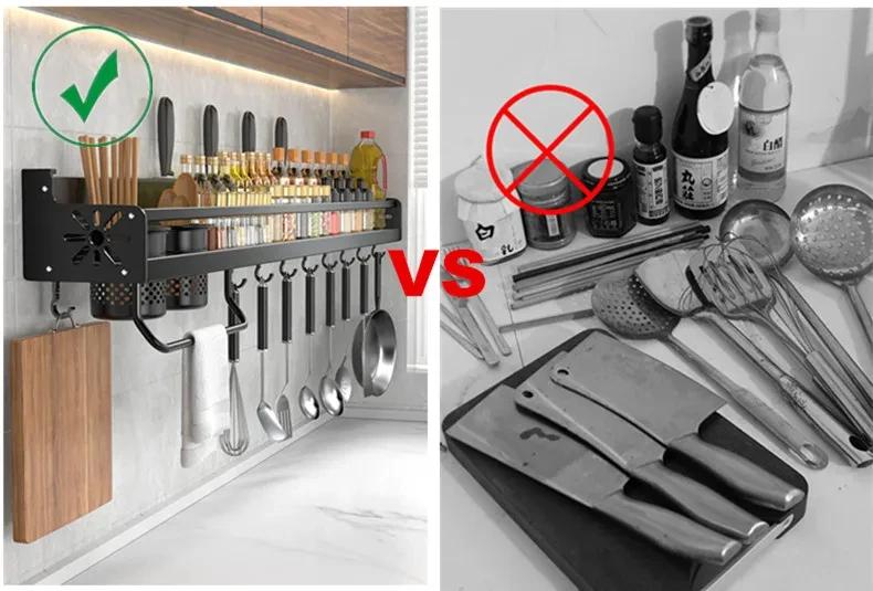 Kitchen Organizer Shelf Wall-Mounted Spice Storage Rack Kitchen Knife Holder Wall Seasoning Chopstick Spoon Shovel Storage Does not apply