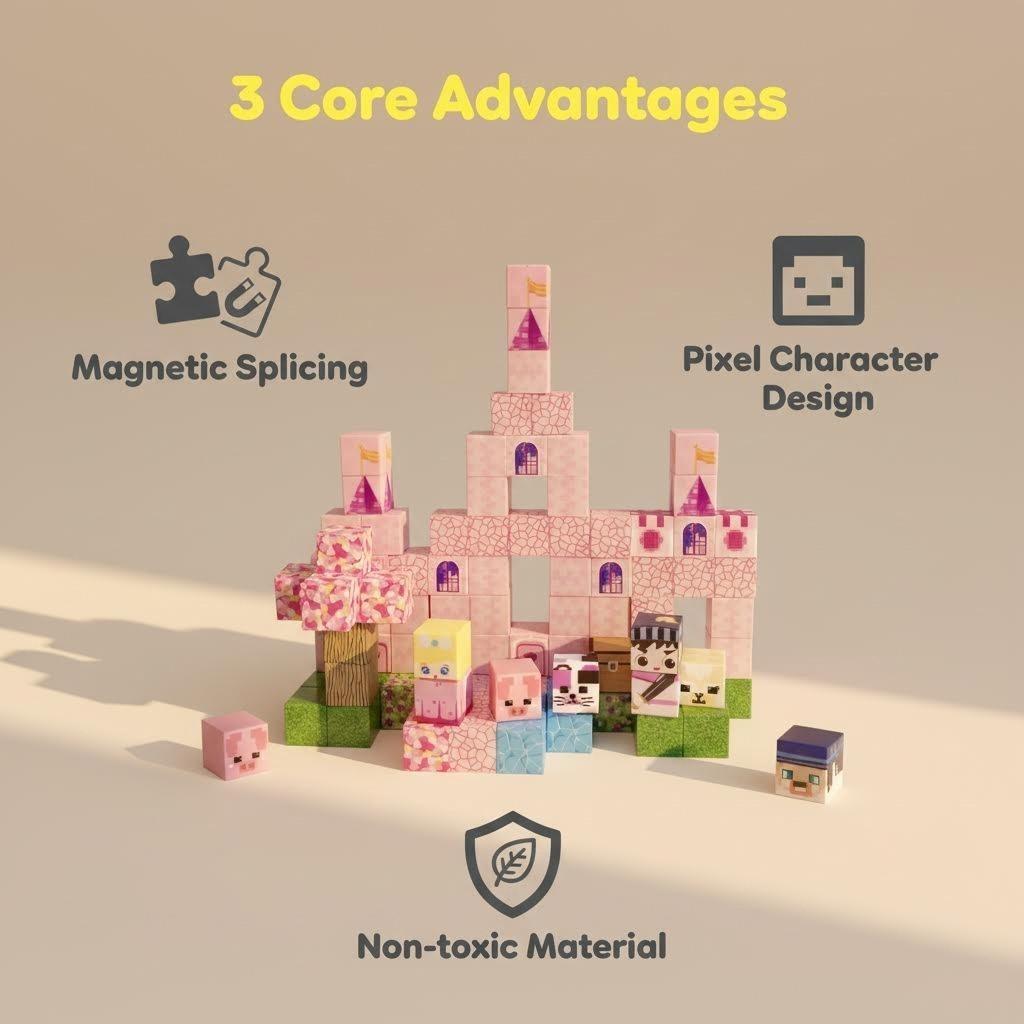 Magnetic Blocks 100PCS Magnetic Building Tiles Set, stable & easy to assemble. Fun educational STEM Montessori sensory toys for kids. Ideal birthday gifts for boys & girls, also perfect boyfriend gifts, outdoor fun series, family interactive play toys.