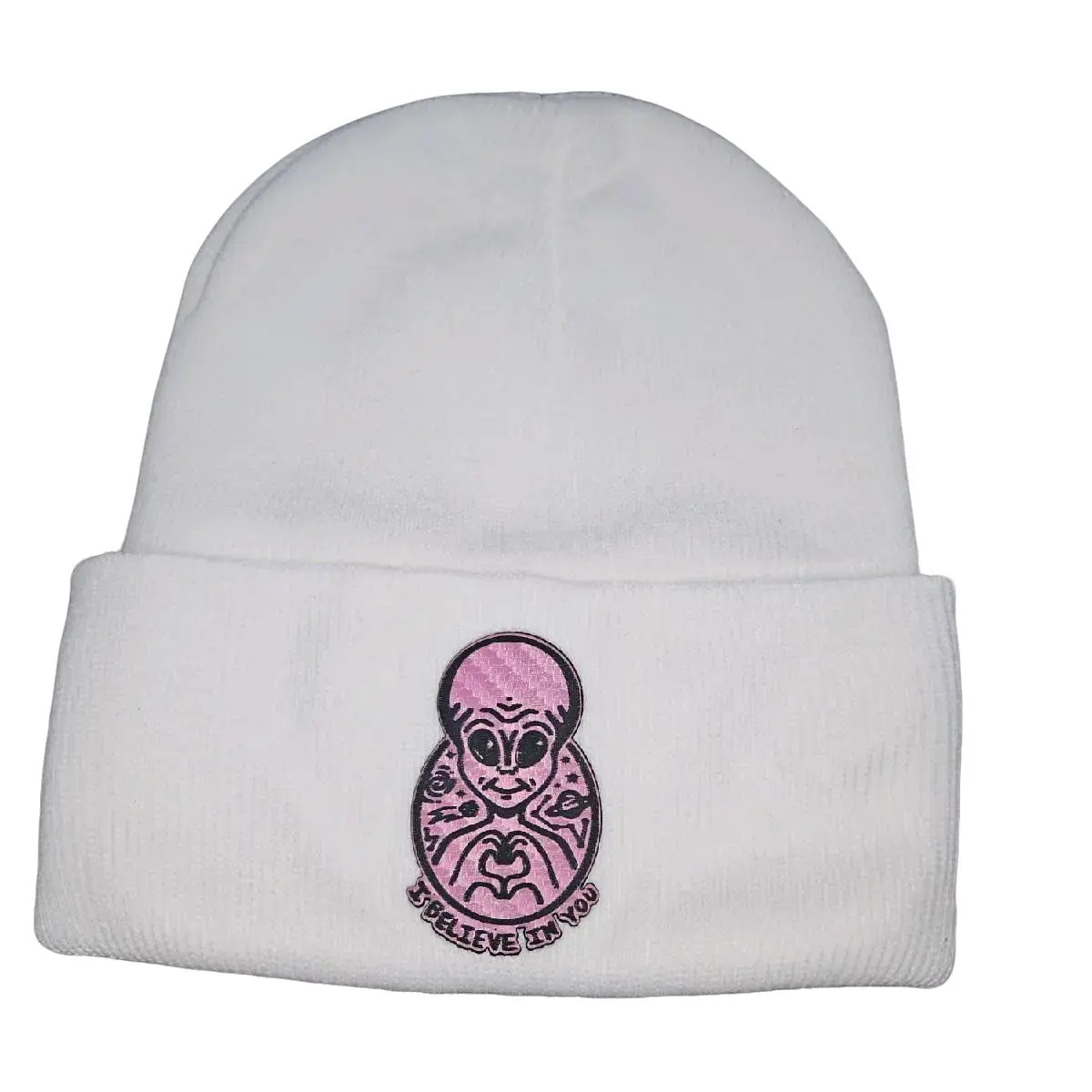 Alien 'I Believe in You' Patch Beanie - Winter Fashion Accessory
