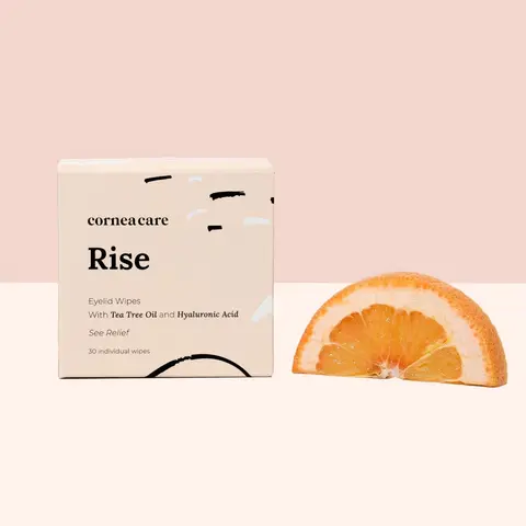 Rise Eyelid Wipes (HSA/FSA Eligible) - With Tea Tree Oil and Hyaluronic Acid - Cleansing Wipes For Dry Eye Relief - Travel-friendly Makeup Remover and Skincare