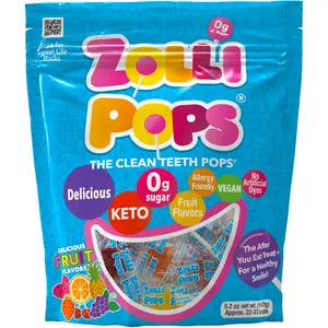 Zollipops Original Clean Teeth Candy Assorted Fruit Flavors 5.2oz Pouch Zero Sugar Keto Vegan Allergy Free Dye Free