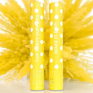 2 Pack Yellow Powder Cannon Poppers (12 Inch , Party Cannons for Celebrations, Graduation, Birthday, Wedding, New Year Eve