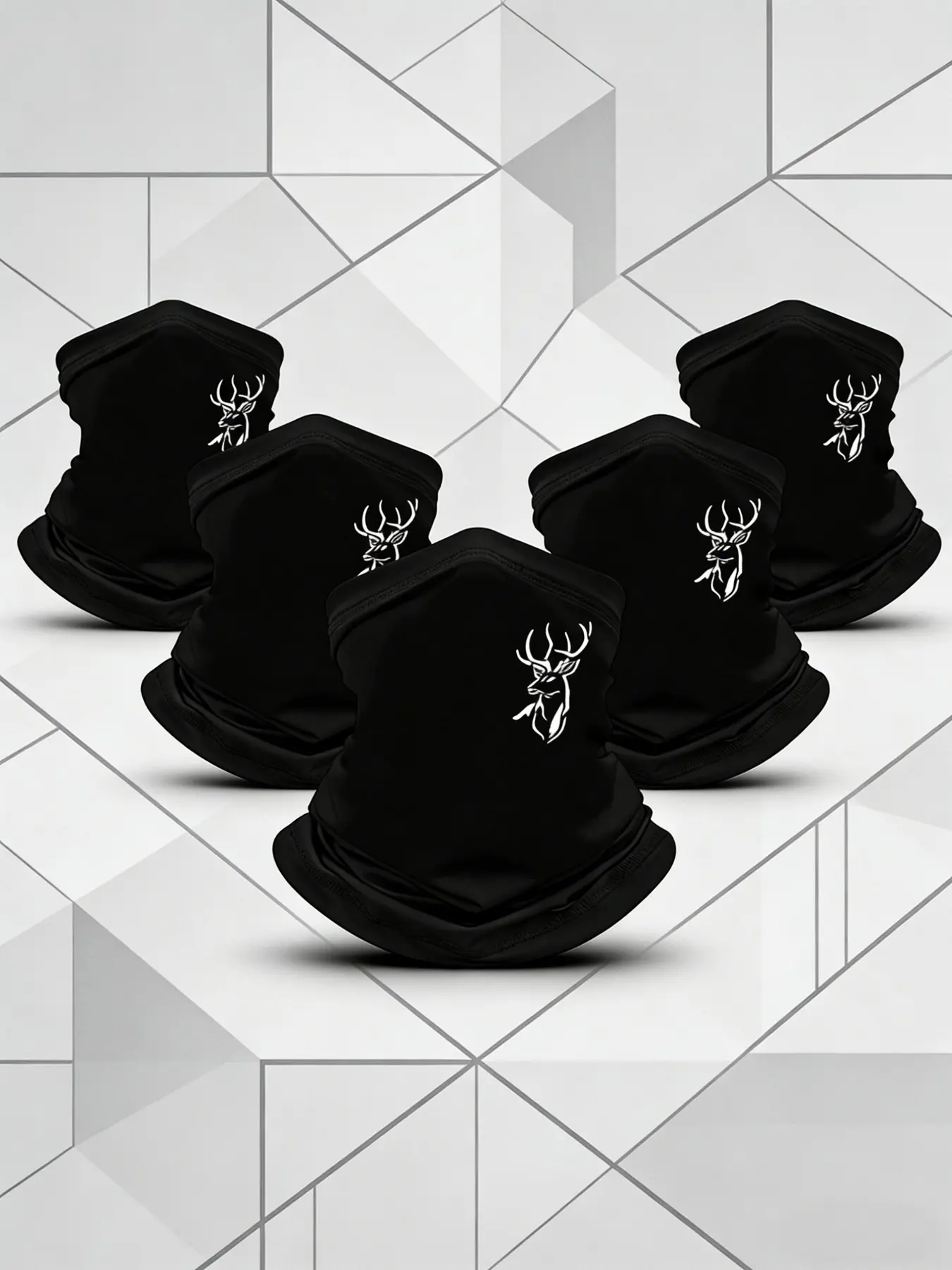 5pcs/2pcs/1pc Unisex Antler Printing Neck Gaiter Headwear Face Cover Windproof Dustproof Breathable Face Mask Scarf for Men Women Outdoor Sports Gift Hat