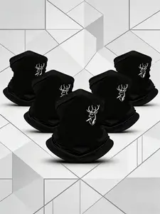 5pcs/2pcs/1pc Unisex Antler Printing Neck Gaiter Face Cover Windproof Dustproof Breathable Face Mask Scarf for Men Women Outdoor Sports Gift Hat