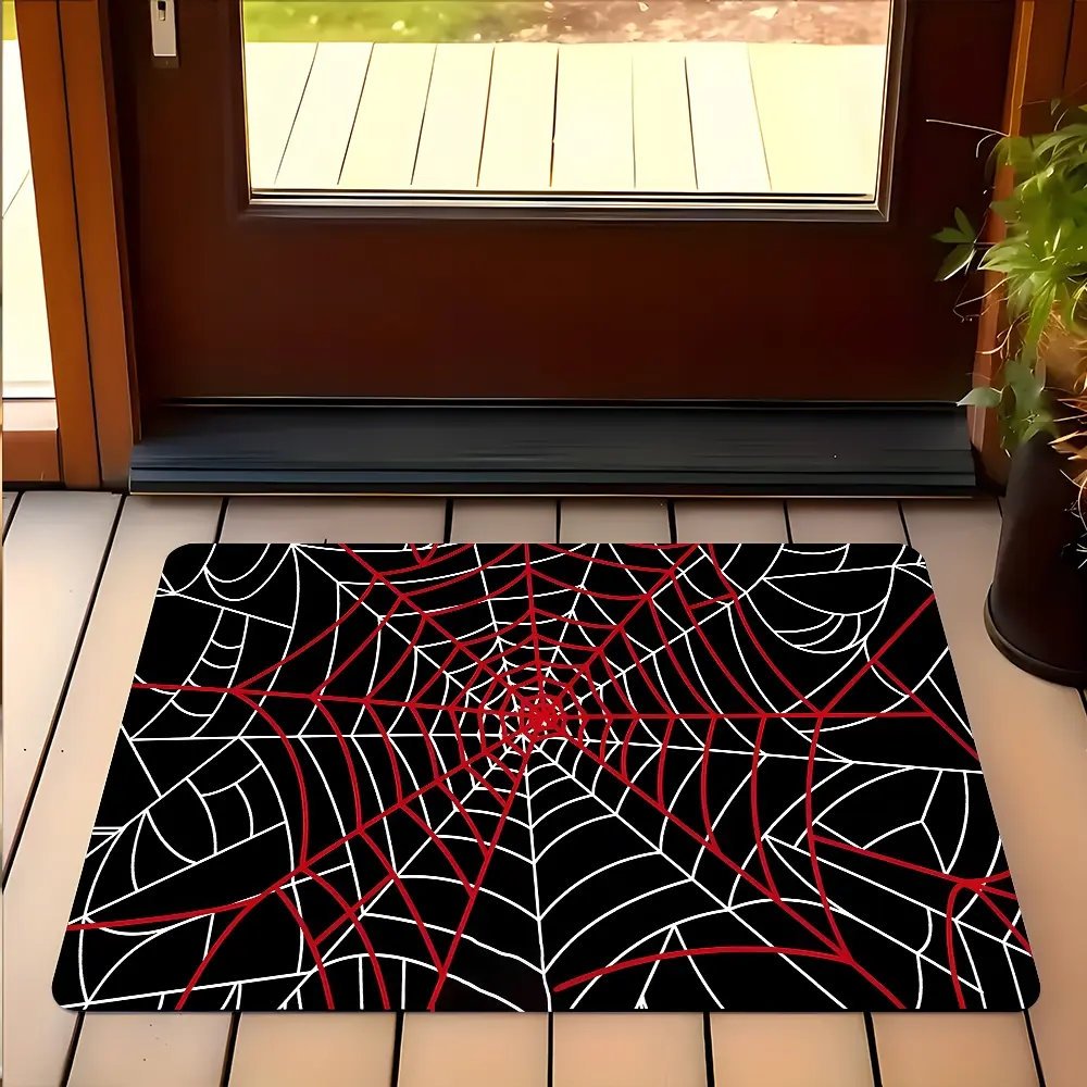 Spider Web Design Doormat, Spooky Entrance Rug, High-end Design Highly Absorbent Floor Mats, Anti-slip Quick drying Soft Carpets, Suitable for Multi-scenario, Indoor Outdoor Entrance Carpet Home Decor, Gifts for Family and Friends Christmas