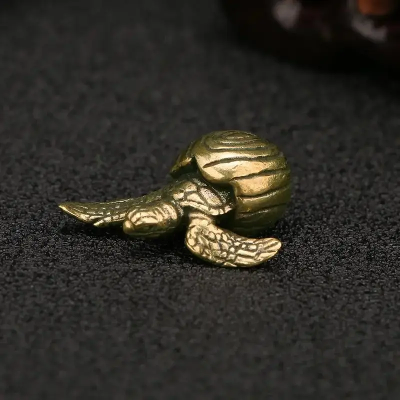 Charming Antique Brass Turtle Statue, Cute Sea Turtle Tea Pet, Home and Office Decoration, Perfect Gift Idea, Decorative Statues