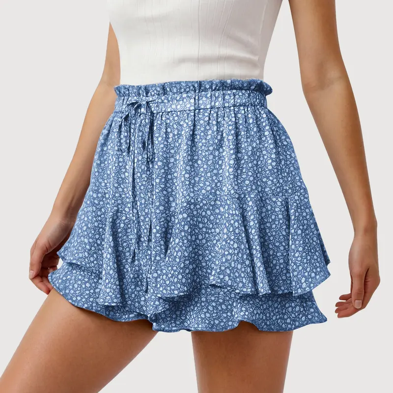JEKAOYI Women's High-Waist Elastic Drawstring Mini A-Line Floral Skort, Dance Skirt, Great for Beach Walks & Resort Days #BackToSchool