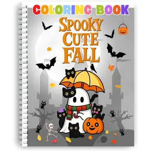 Spooky Cute Fall Coloring Book for Toddlers Ages 3+ – Halloween Pages with Pumpkins, Ghosts, and Bats – 199 GSM Paper – Spiral Bound – 8.5x11 in (Spooky Cute Fall, 8.5 x 11)