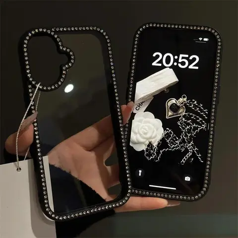 Luxury Double-Sided Diamond Rhinestone Case for iPhone 18 Pro Max 17 Pro Max 16 15 14 13 Series | 3-in-1 Bling Screen & Camera Border Shockproof TPU PC Cover,Phone Case for iPhone 18 Pro Max