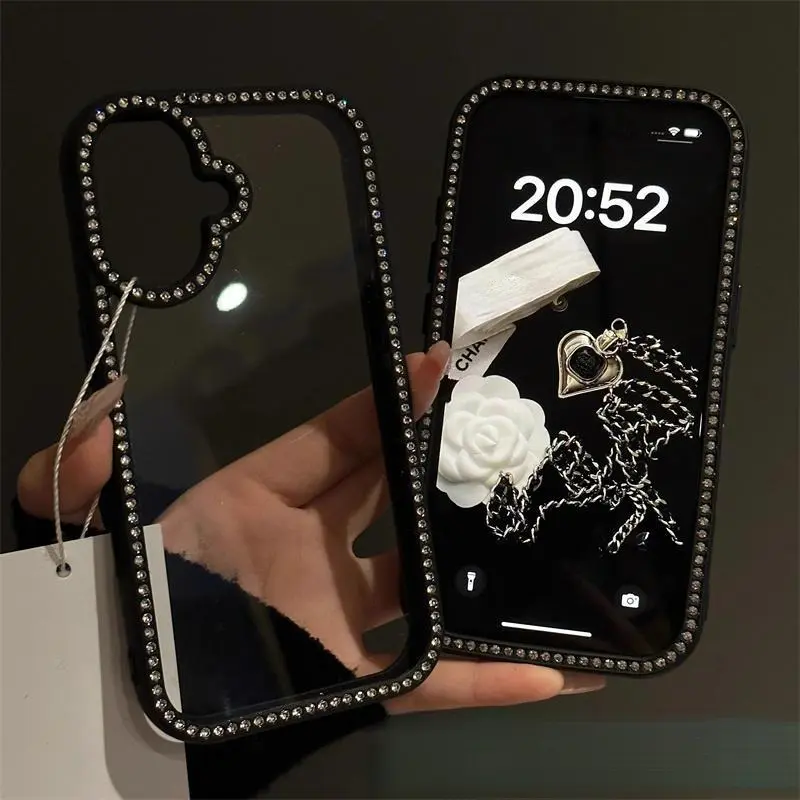 Luxury Double-Sided Diamond Rhinestone Case for iPhone 18 Pro Max 17 Pro Max 16 15 14 13 Series | 3-in-1 Bling Screen & Camera Border Shockproof TPU PC Cover,Phone Case for iPhone 18 Pro Max