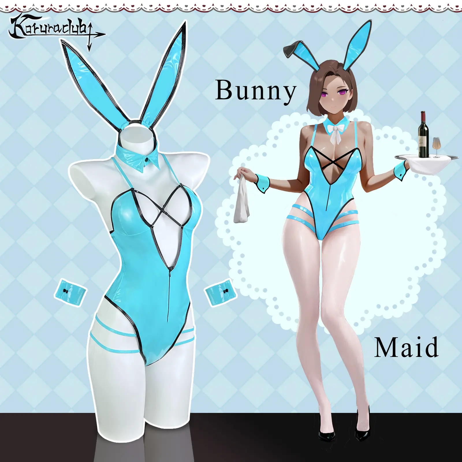 Clearance Sale！KORURACLUB KO71 Bunny-Themed Cosplay Dress - Fitted Lady Girl Costume with Corset Tops, Bustier Corset & Accessories for Anime, Theme Events